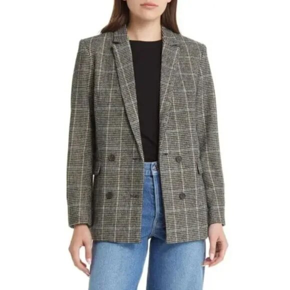Rails Cody Houndstooth Check Double Breasted Blazer Women's Size Small - Picture 3 of 16